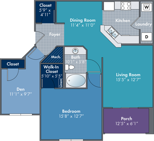 The Melodia Floor Plan at Abberly Village Apartments by HHHunt