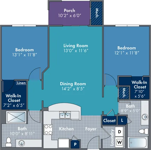 The Pacha Floor Plan at Abberly Village Apartments by HHHunt