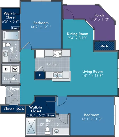 The Pranna Floor Plan at Abberly Village Apartments by HHHunt