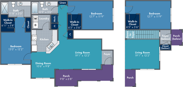 The Remy Floor Plan at Abberly Village Apartments by HHHunt