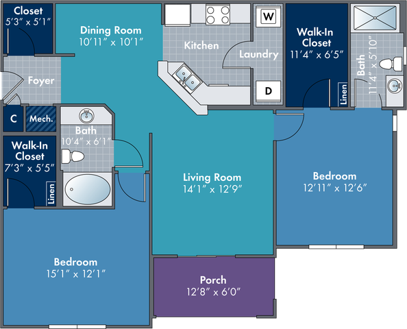 The Soma Floor Plan at Abberly Village Apartments by HHHunt