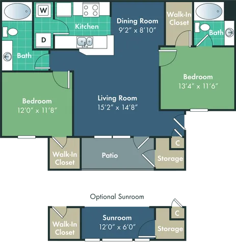 The Mt. Holly Floor Plan at Abberly Woods Apartment Homes by HHHunt