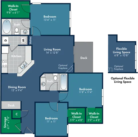 The Mendocino with Flex Floor Plan at Abberly Place Apartment Homes