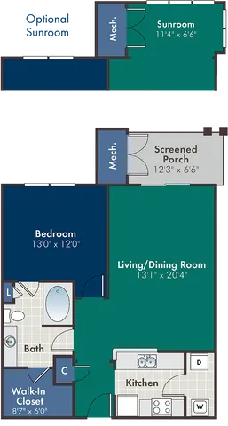 The Ellum Floor Plan at Abberly at West Ashley Apartment Homes