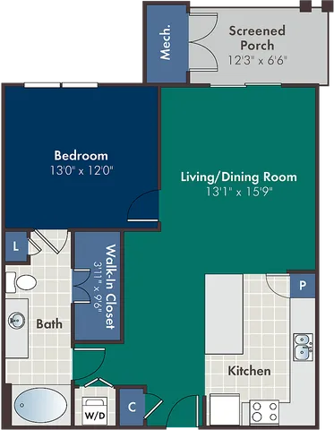 The Hoxton Floor Plan at Abberly at West Ashley Apartment Homes