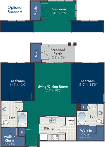 The Paseo Floor Plan at Abberly at West Ashley Apartment Homes