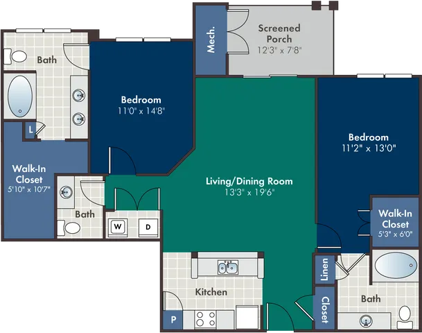 The Vyner Floor Plan at Abberly at West Ashley Apartment Homes