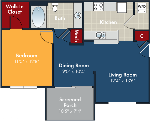 The Aqua Floor Plan at Abberly Chase Apartment Homes