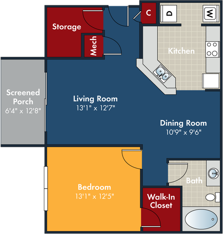 The Cobalt Floor Plan at Abberly Chase Apartment Homes