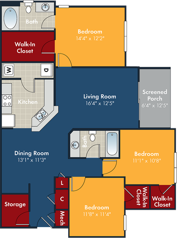 The Vista Floor Plan at Abberly Chase Apartment Homes