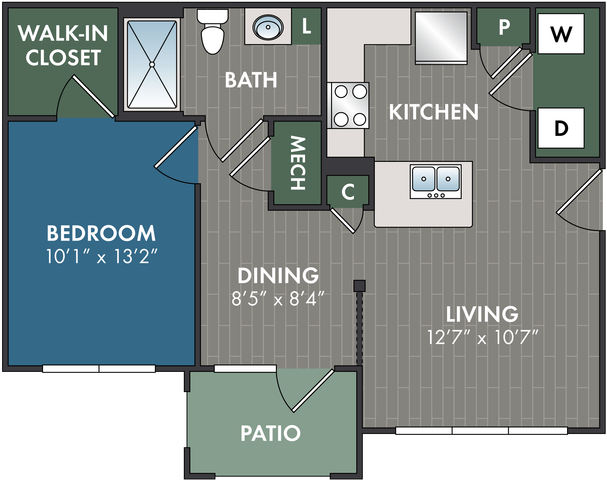 The Atherton Floor Plan at Abberly Commons Apartment Homes