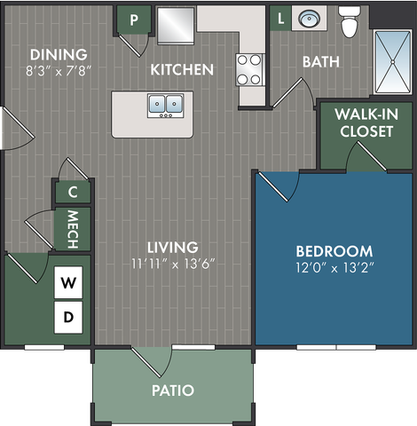 The Battery Floor Plan at Abberly Commons Apartment Homes