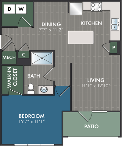 The Beacon Hill Floor Plan at Abberly Commons Apartment Homes