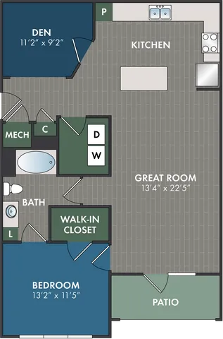 The Beverly Floor Plan at Abberly Commons Apartment Homes