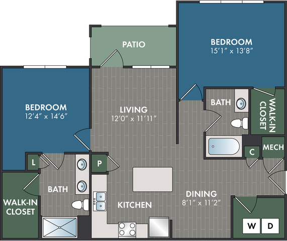 The Buckhead Floor Plan at Abberly Commons Apartment Homes