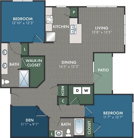 The Medina Floor Plan at Abberly Commons Apartment Homes