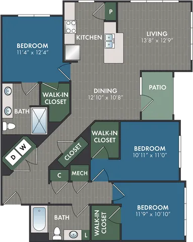The Tribeca Floor Plan at Abberly Commons Apartment Homes