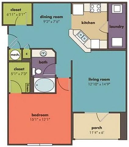 The Carina Floor Plan at Abberly Crossing Apartment Homes