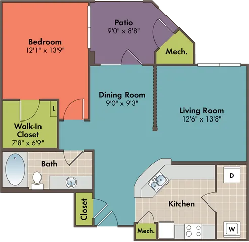 The Cascade Floor Plan at Abberly Crossing Apartment Homes