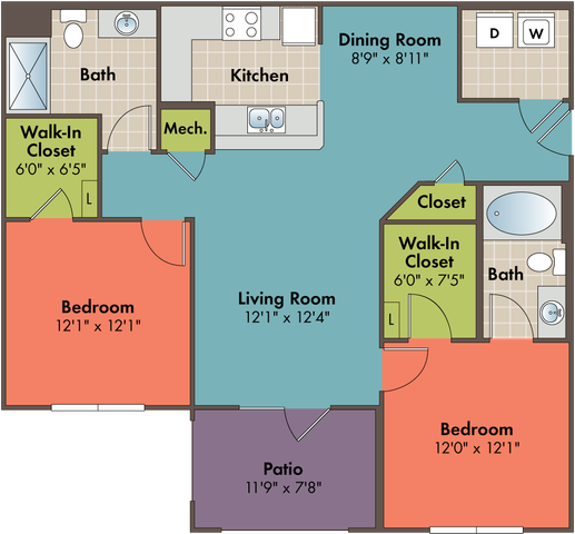 The Lotus Floor Plan at Abberly Crossing Apartment Homes