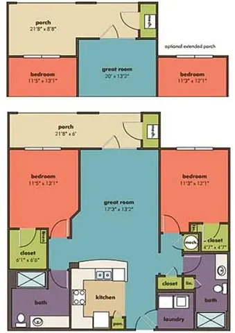 The Pavo Floor Plan at Abberly Crossing Apartment Homes
