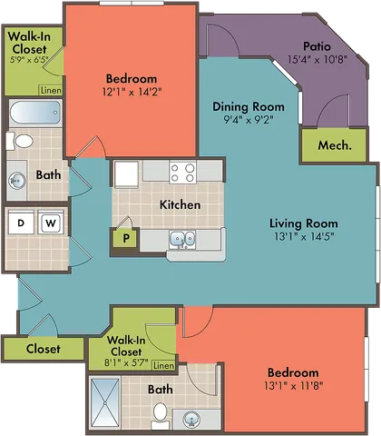 The Portia Floor Plan at Abberly Crossing Apartment Homes