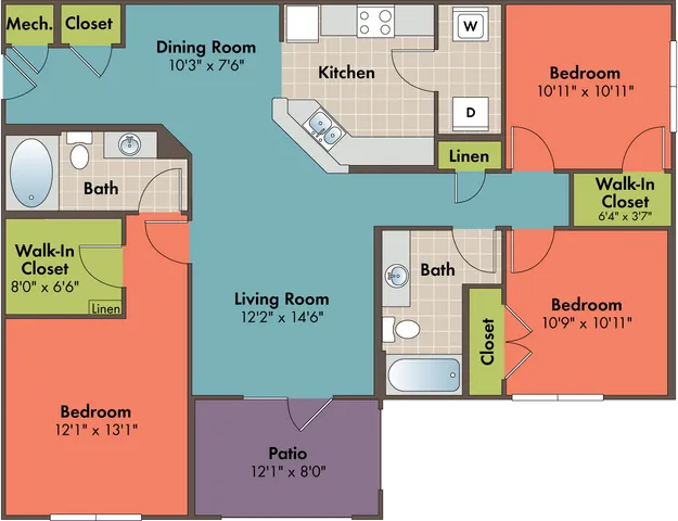 The Vega Floor Plan at Abberly Crossing Apartment Homes