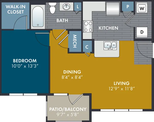 The Angora Floor Plan at Abberly Solaire Apartment Homes