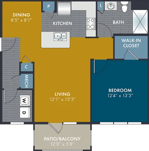The Cashmere Floor Plan at Abberly Solaire Apartment Homes