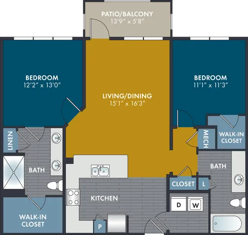 The Chiffon Floor Plan at Abberly Solaire Apartment Homes