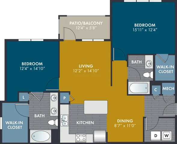 The Satin Floor Plan at Abberly Solaire Apartment Homes