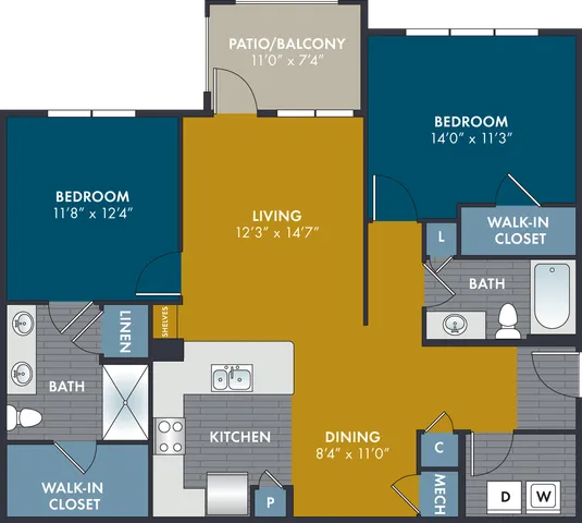 The Silk Floor Plan at Abberly Solaire Apartment Homes