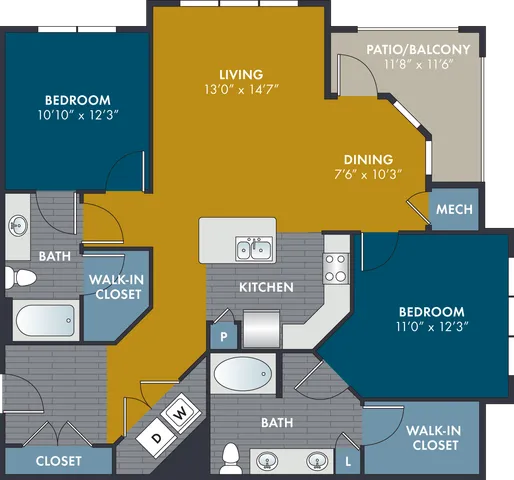 The Suede Floor Plan at Abberly Solaire Apartment Homes