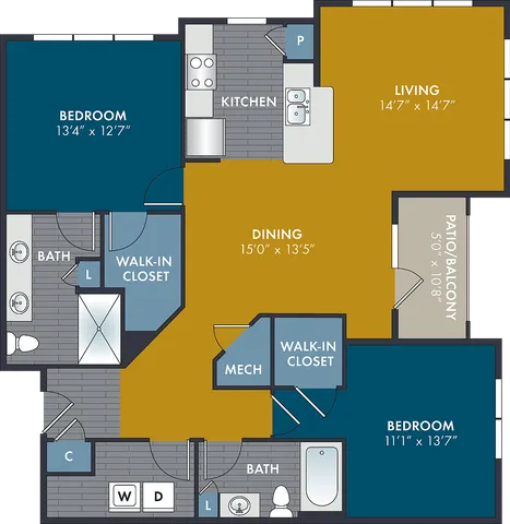 The Velvet Floor Plan at Abberly Solaire Apartment Homes