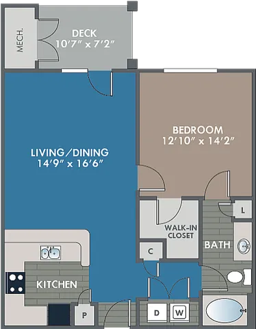 The Carbon Floor Plan at Abberly Waterstone Apartment Homes