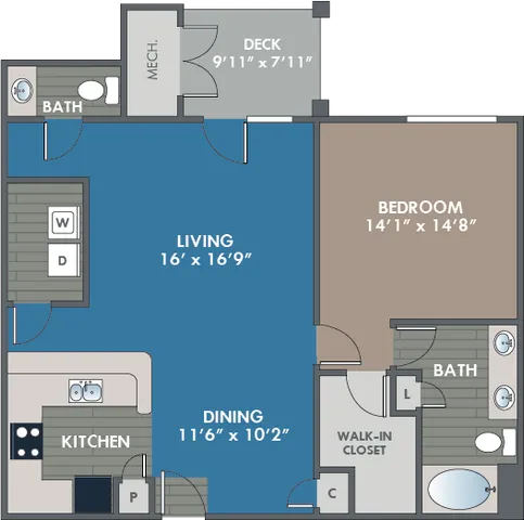 The Copper Floor Plan at Abberly Waterstone Apartment Homes