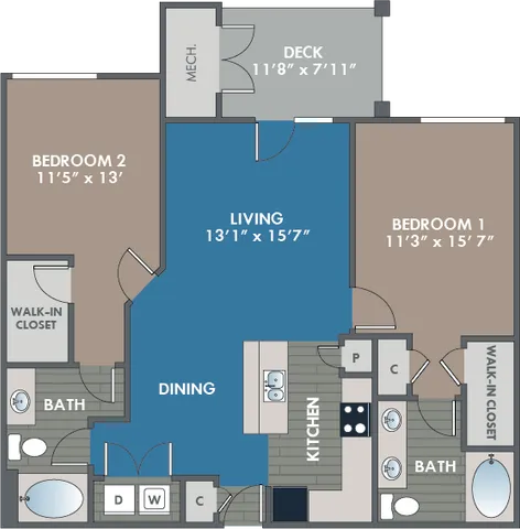 The Granite Floor Plan at Abberly Waterstone Apartment Homes