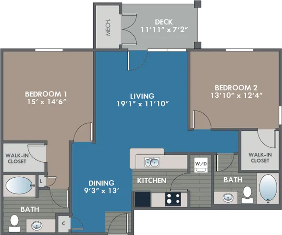 The Opal Floor Plan at Abberly Waterstone Apartment Homes
