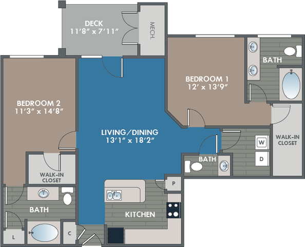 The Platinum Floor Plan at Abberly Waterstone Apartment Homes