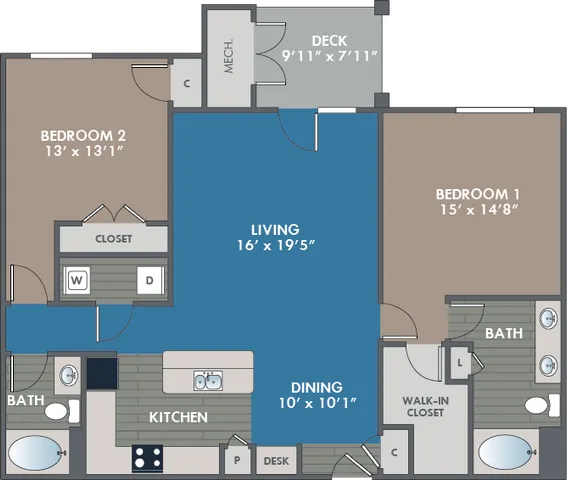 The Quartz Floor Plan at Abberly Waterstone Apartment Homes