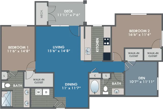 The Titanium Floor Plan at Abberly Waterstone Apartment Homes