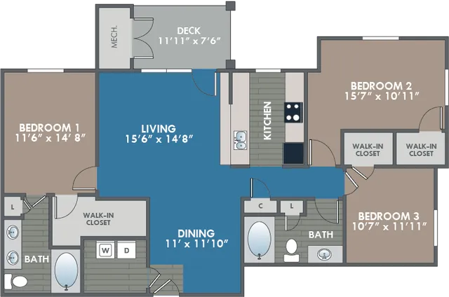 The Topaz Floor Plan at Abberly Waterstone Apartment Homes