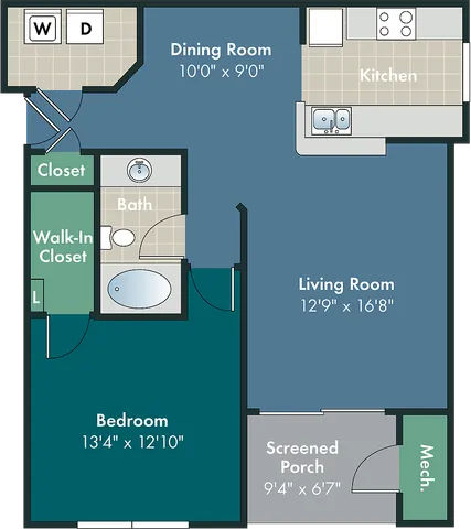 The Carolina Floor Plan at Abberly Pointe Apartment Homes