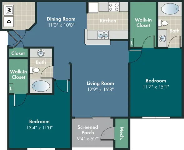 The Scotland Floor Plan at Abberly Pointe Apartment Homes