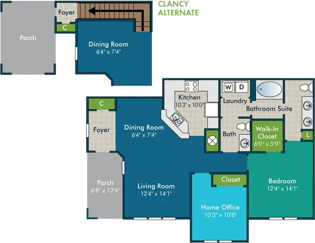 The Clancy Floor Plan at Abberly Green Apartment Homes