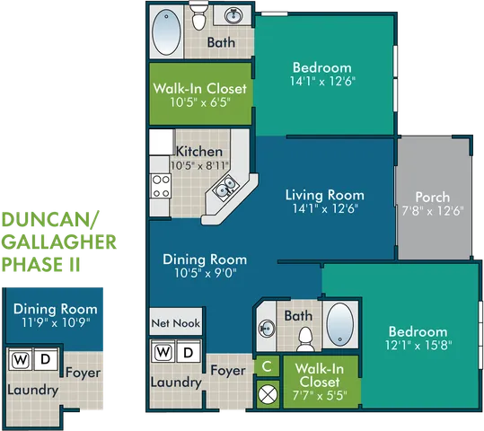 The Duncan Floor Plan at Abberly Green Apartment Homes