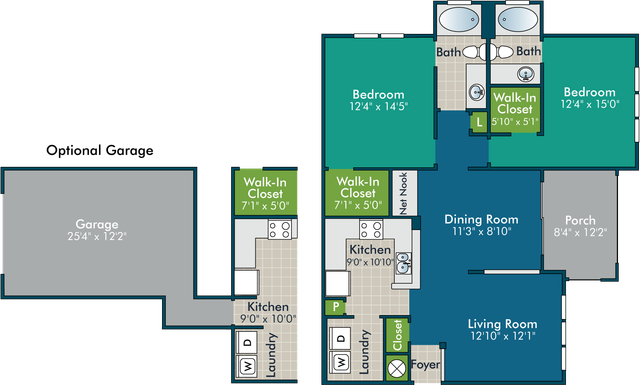 The Elliot I Floor Plan at Abberly Green Apartment Homes