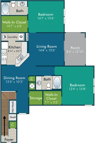 The Madigan I Floor Plan at Abberly Green Apartment Homes