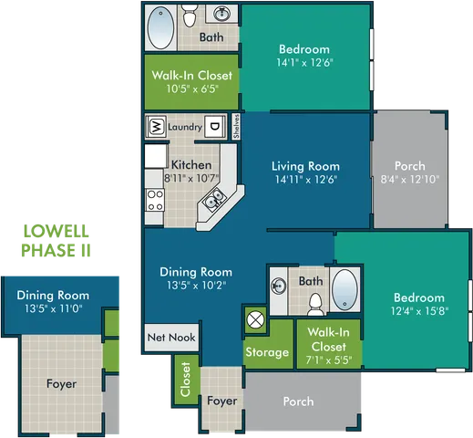 The Lowell I Floor Plan at Abberly Green Apartment Homes