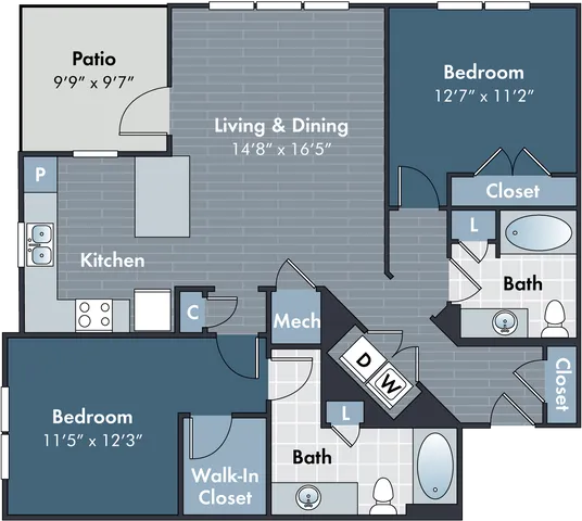 The Mifflin Floor Plan at Abberly Market Point Apartment Homes